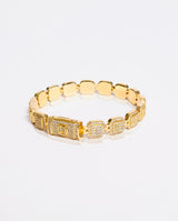 10mm Iced Cushion Link Bracelet - Gold - Cernucci