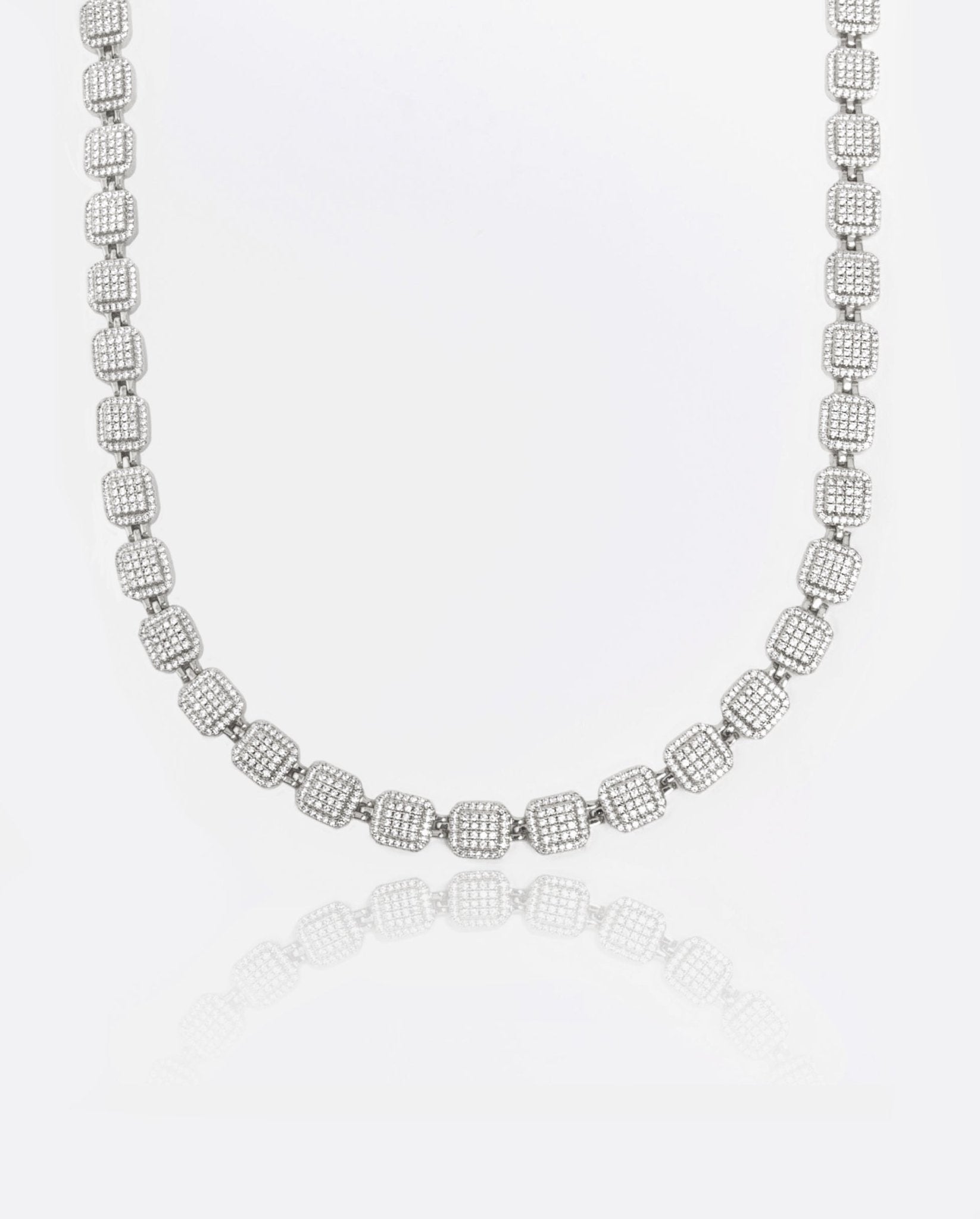 10mm Iced Cushion Link Chain - White Gold - Cernucci