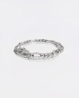 10mm Iced Figaro Bracelet - White Gold - Cernucci