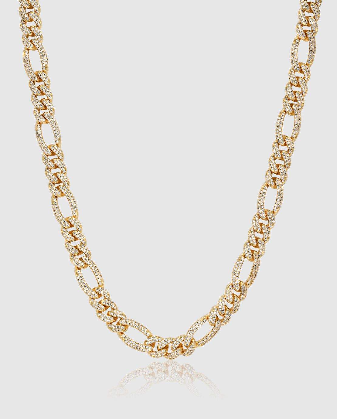 10mm Iced Figaro Chain - Gold - Cernucci