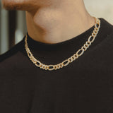 10mm Iced Figaro Chain - Gold - Cernucci