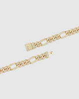 10mm Iced Figaro Chain - Gold - Cernucci