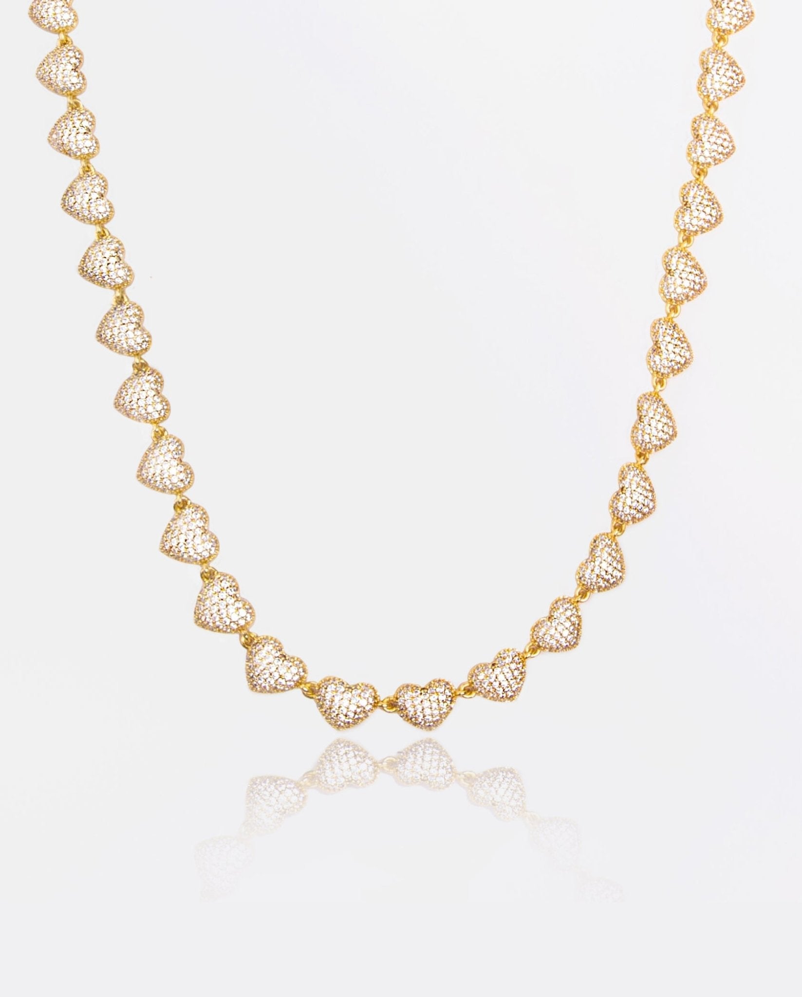 10mm Iced Heart Necklace - Gold - Cernucci