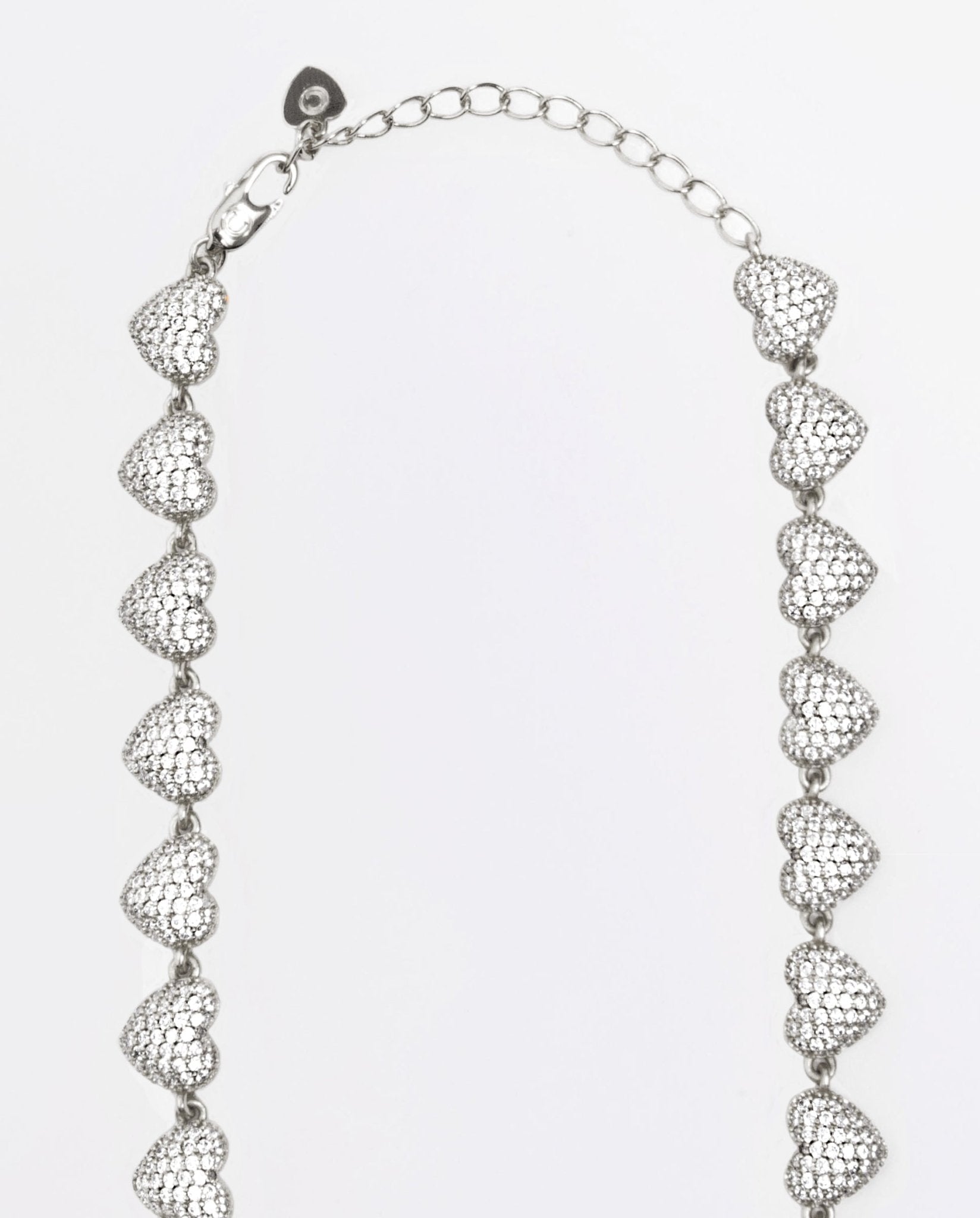 10mm Iced Heart Necklace - White Gold - Cernucci