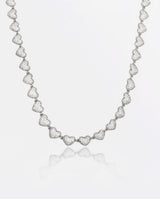 10mm Iced Heart Necklace - White Gold - Cernucci