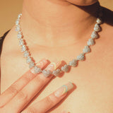 10mm Iced Heart Necklace - White Gold - Cernucci