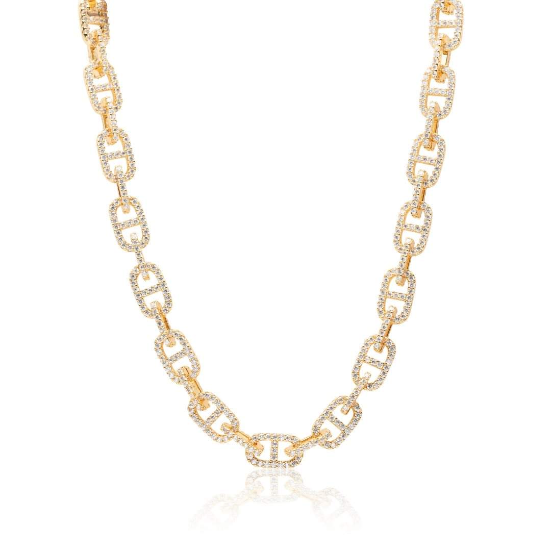 11mm Iced Astro Link Chain - Gold - Cernucci