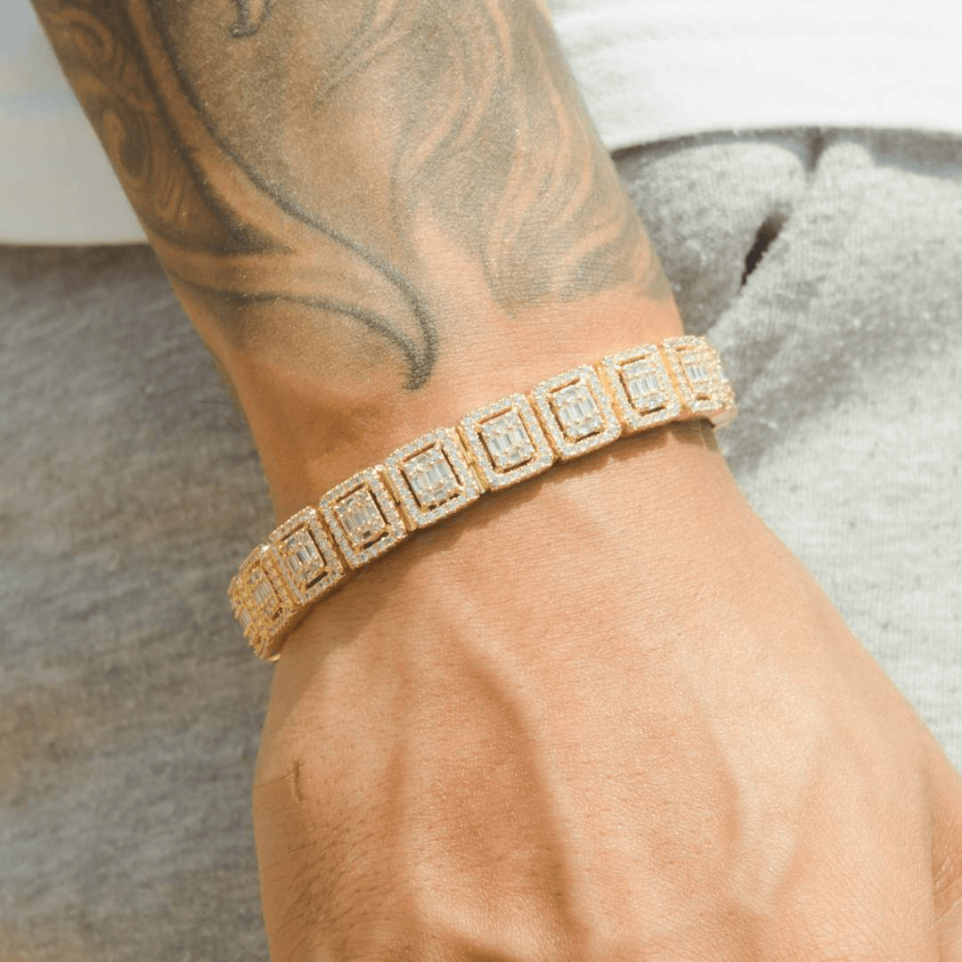 12mm Clustered Tennis Bracelet - Gold - Cernucci