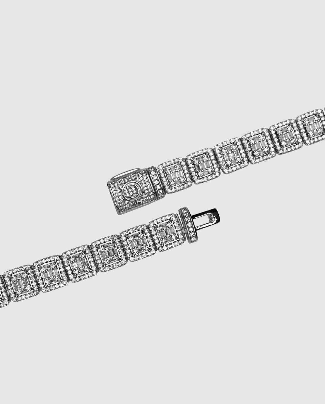 12mm Clustered Tennis Bracelet - White Gold - Cernucci