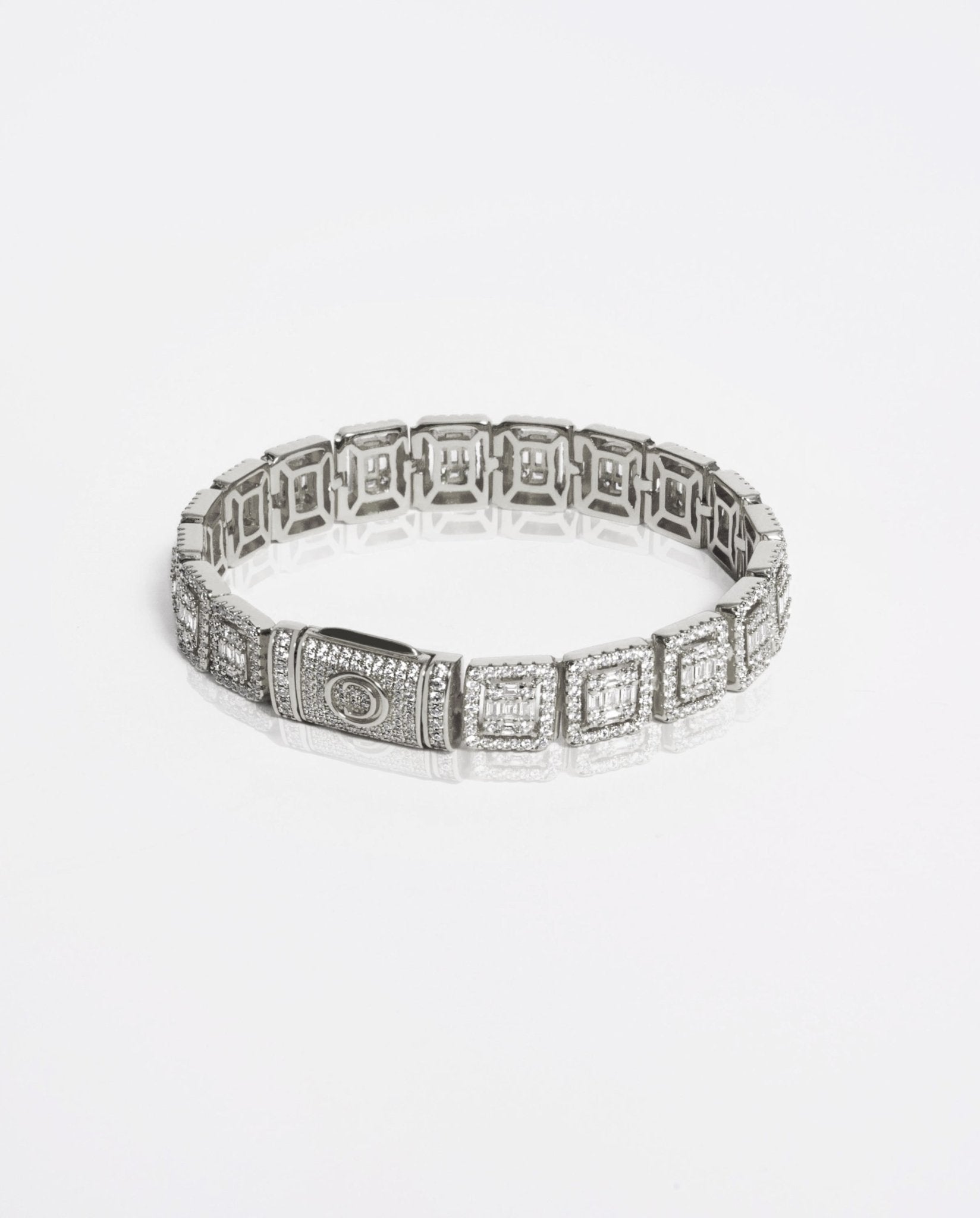 12mm Clustered Tennis Bracelet - White Gold - Cernucci