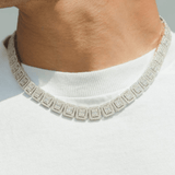 12mm Clustered Tennis Chain - White Gold - Cernucci