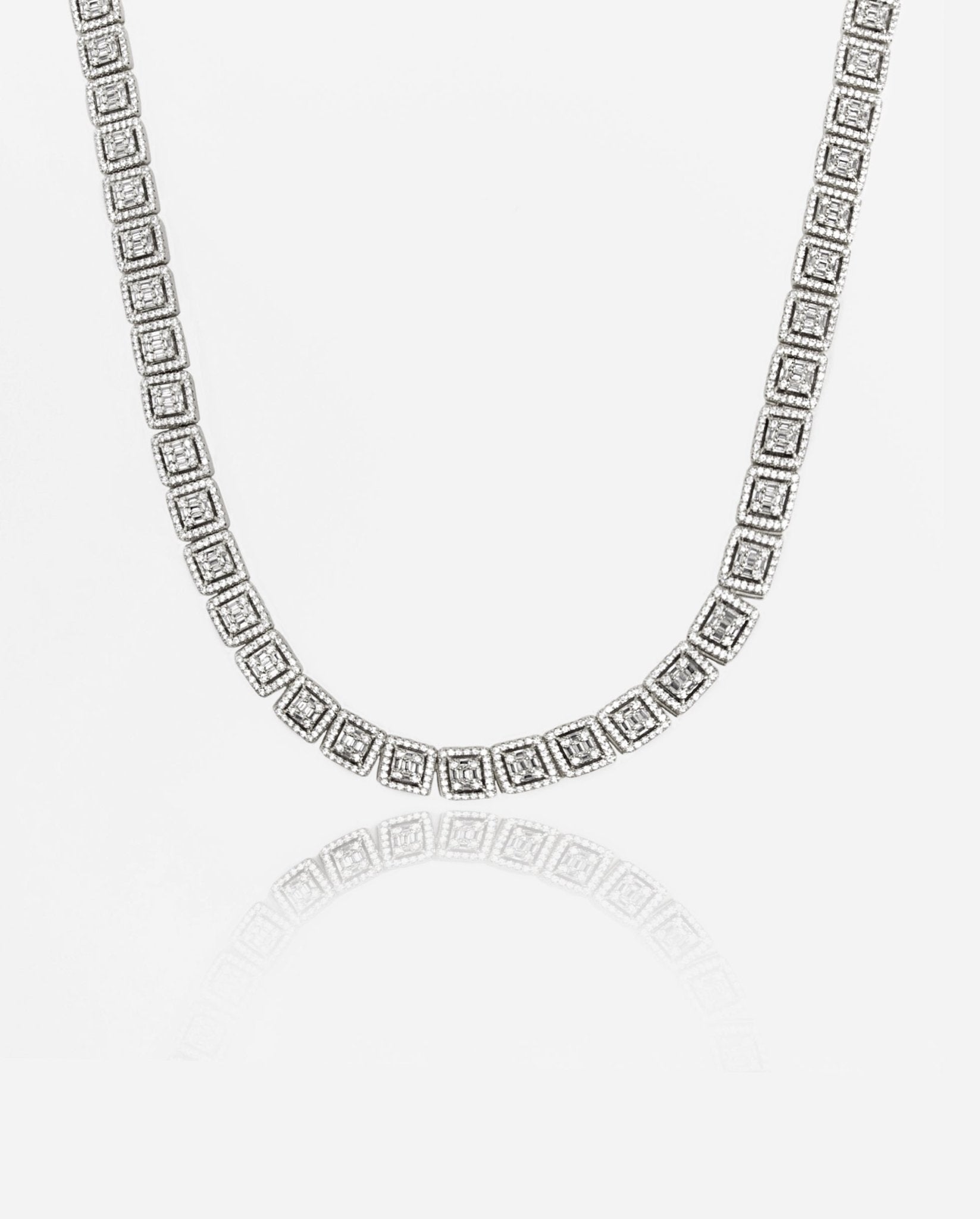 12mm Clustered Tennis Chain - White Gold - Cernucci