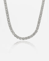 12mm Clustered Tennis Chain - White Gold - Cernucci