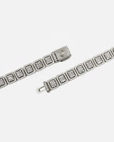 12mm Clustered Tennis Chain - White Gold - Cernucci