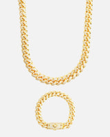 12mm Iced Cuban Chain + Bracelet Bundle - Gold - Cernucci