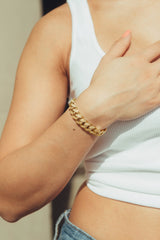 12mm Iced Cuban Link Bracelet - Gold - Cernucci