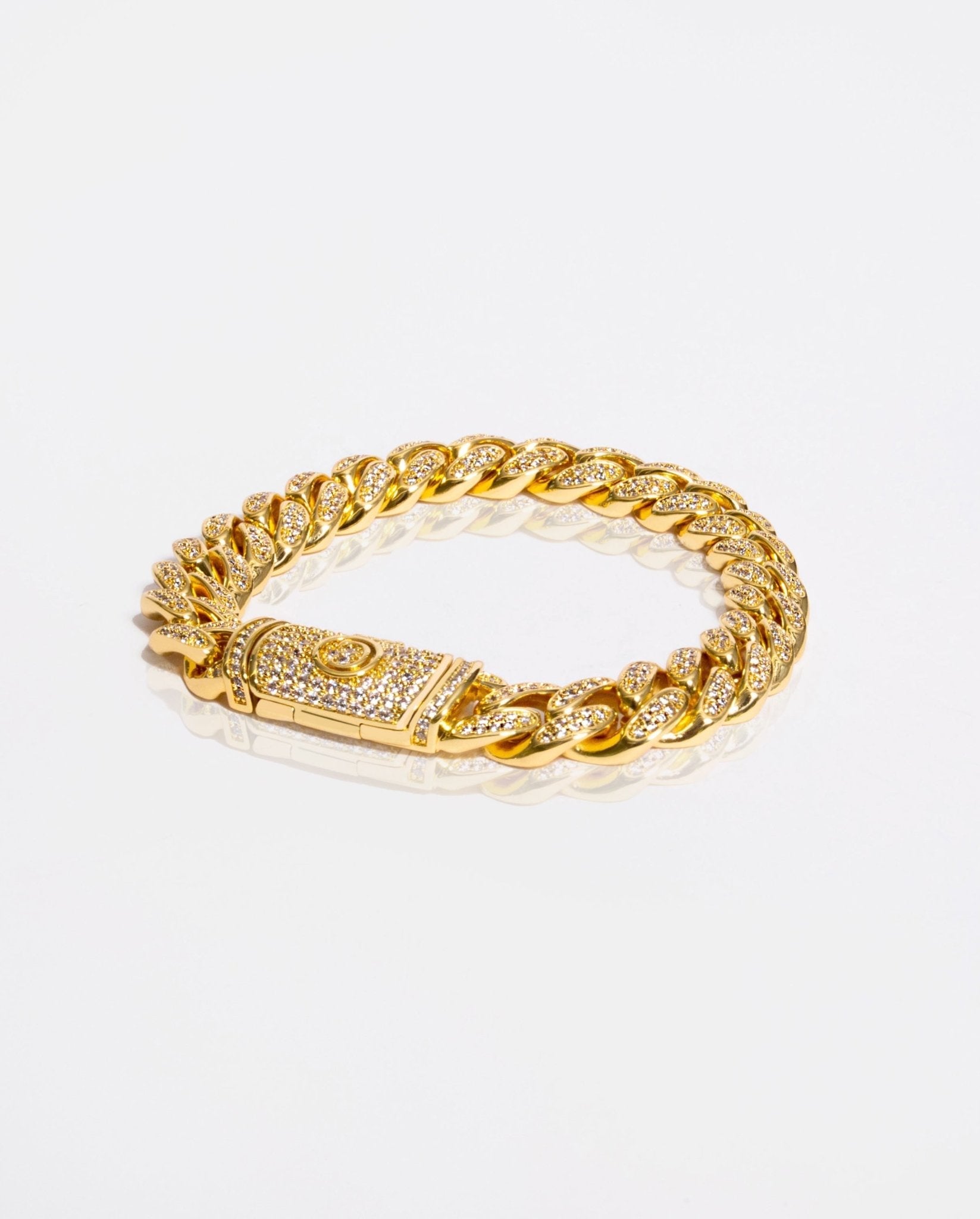 12mm Iced Cuban Link Bracelet - Gold - Cernucci
