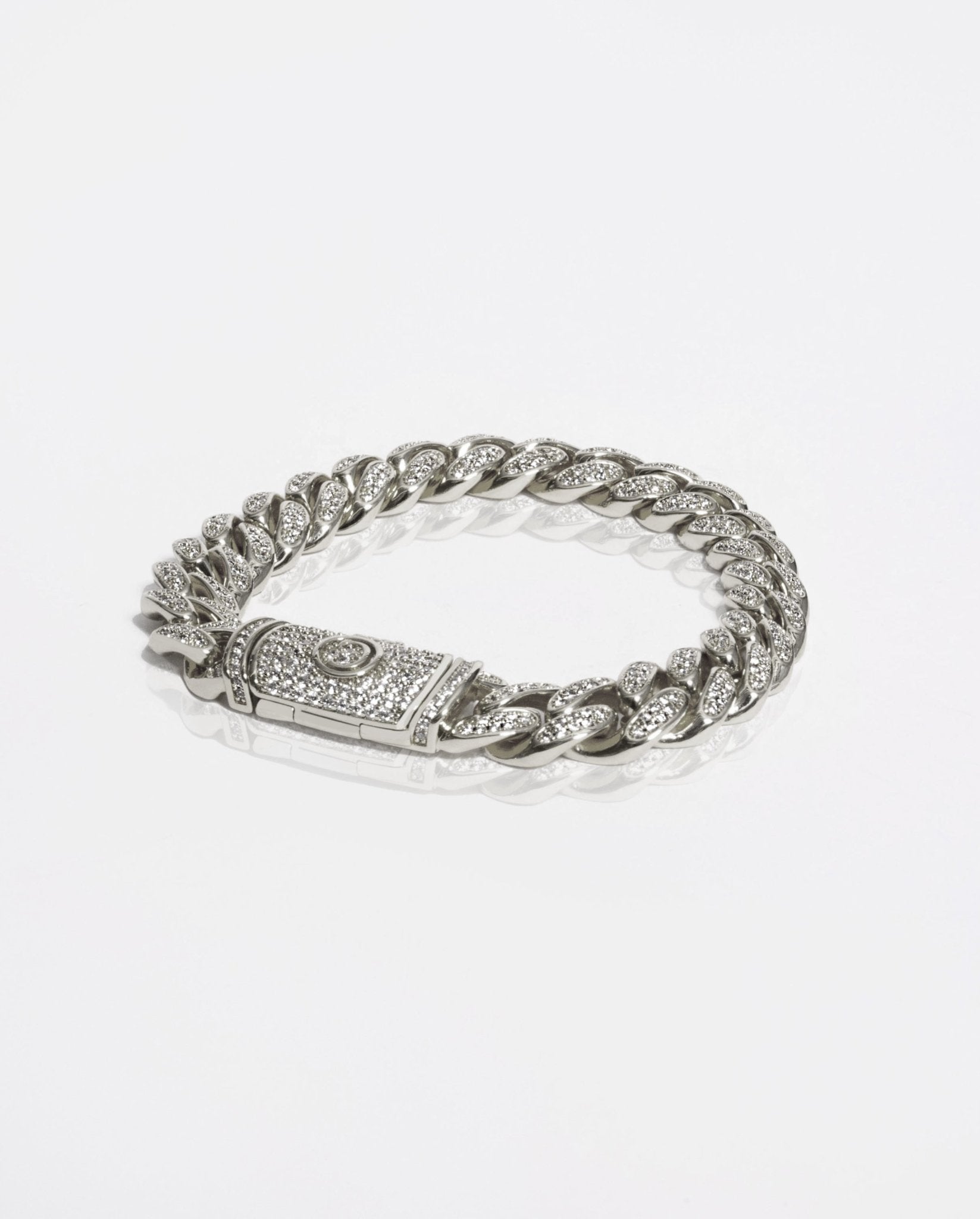 12mm Iced Cuban Link Bracelet - White Gold - Cernucci