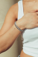12mm Iced Cuban Link Bracelet - White Gold - Cernucci