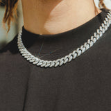 12mm Iced Cuban Link Chain - White Gold - Cernucci