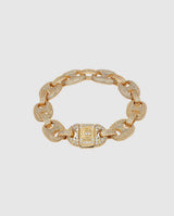 12mm Iced Gucci Link Bracelet - Gold - Cernucci
