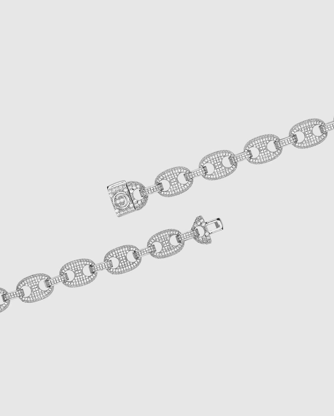 12mm Iced Gucci Link Bracelet - White Gold - Cernucci