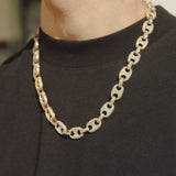12mm Iced Gucci Link Chain - Gold - Cernucci