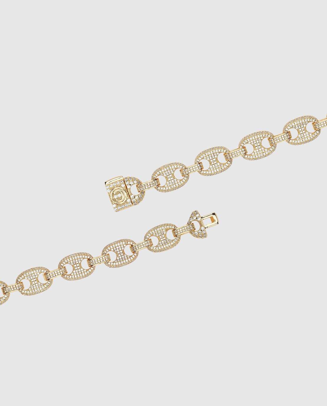 12mm Iced Gucci Link Chain - Gold - Cernucci