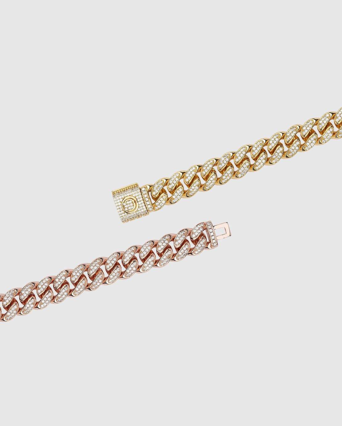 12mm Iced Tri-Coloured Cuban Chain - Cernucci