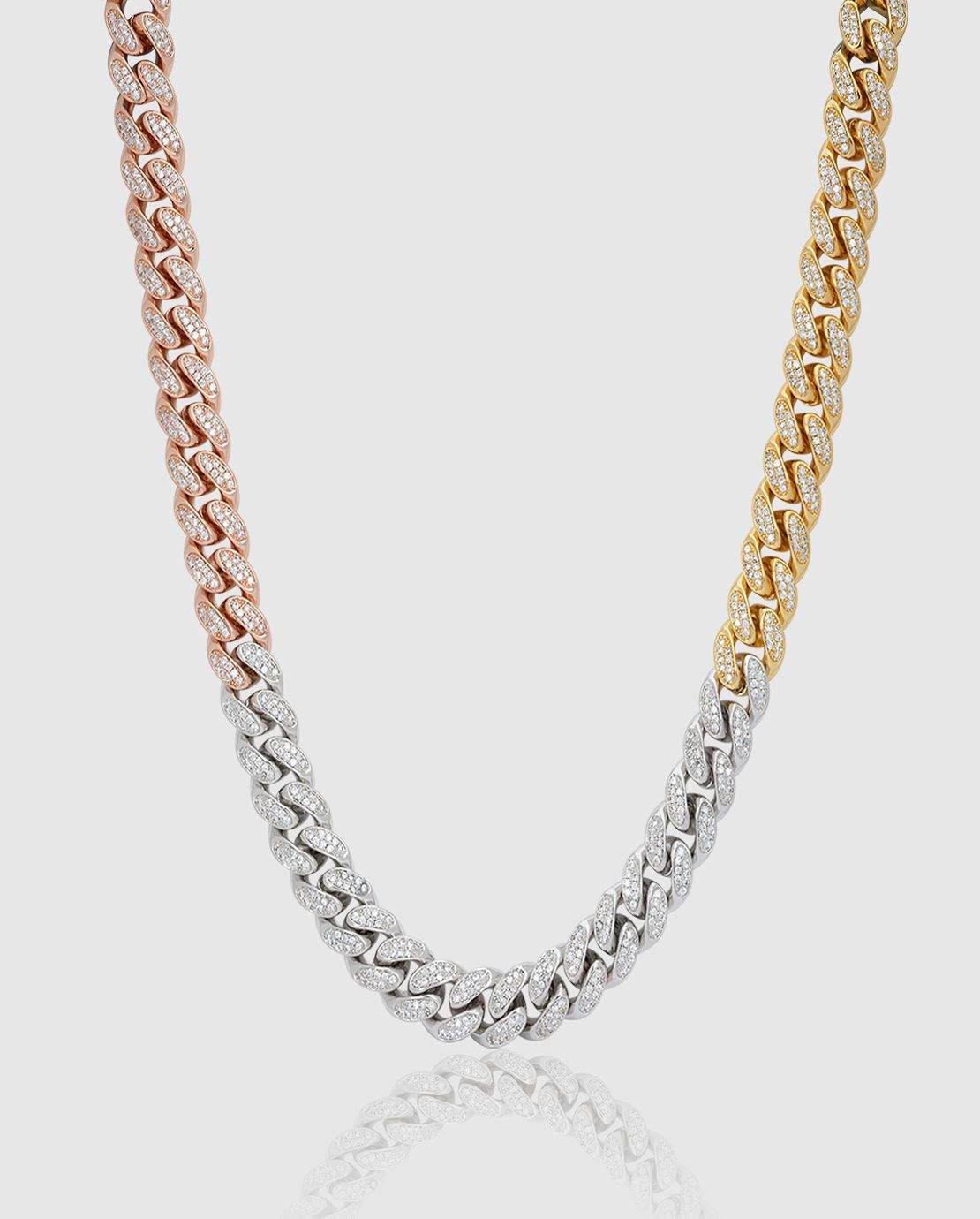 12mm Iced Tri-Coloured Cuban Chain - Cernucci