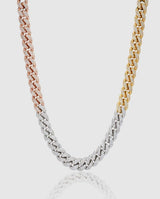 12mm Iced Tri-Coloured Cuban Chain - Cernucci