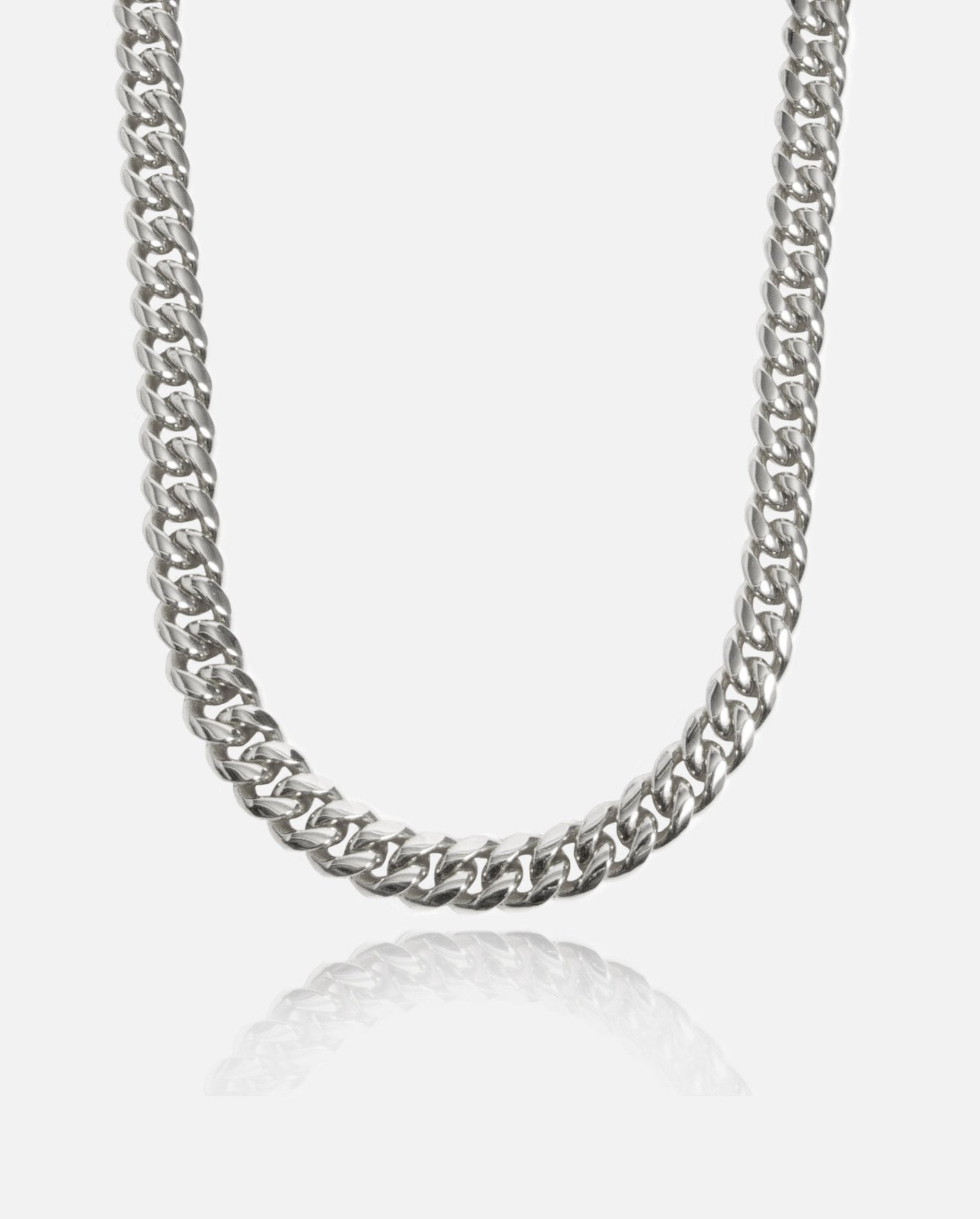 12mm Miami Cuban Link Chain - White Gold - Cernucci