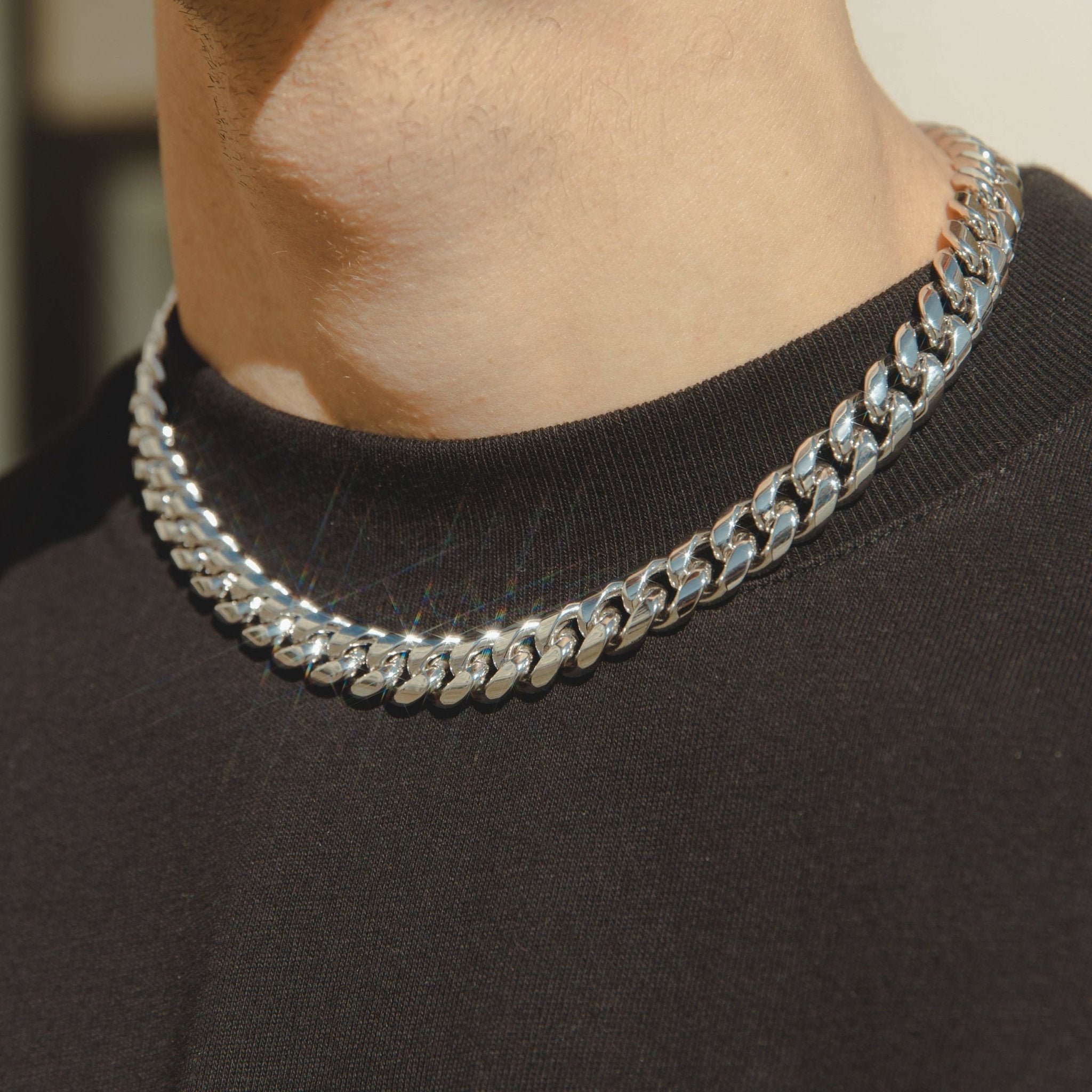 12mm Miami Cuban Link Chain - White Gold - Cernucci