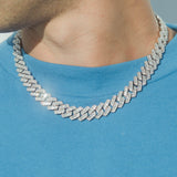 14mm Baguette Prong Cuban Chain - White Gold - Cernucci