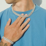 14mm Baguette Prong Cuban Chain - White Gold - Cernucci