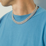 14mm Baguette Prong Cuban Chain - White Gold - Cernucci