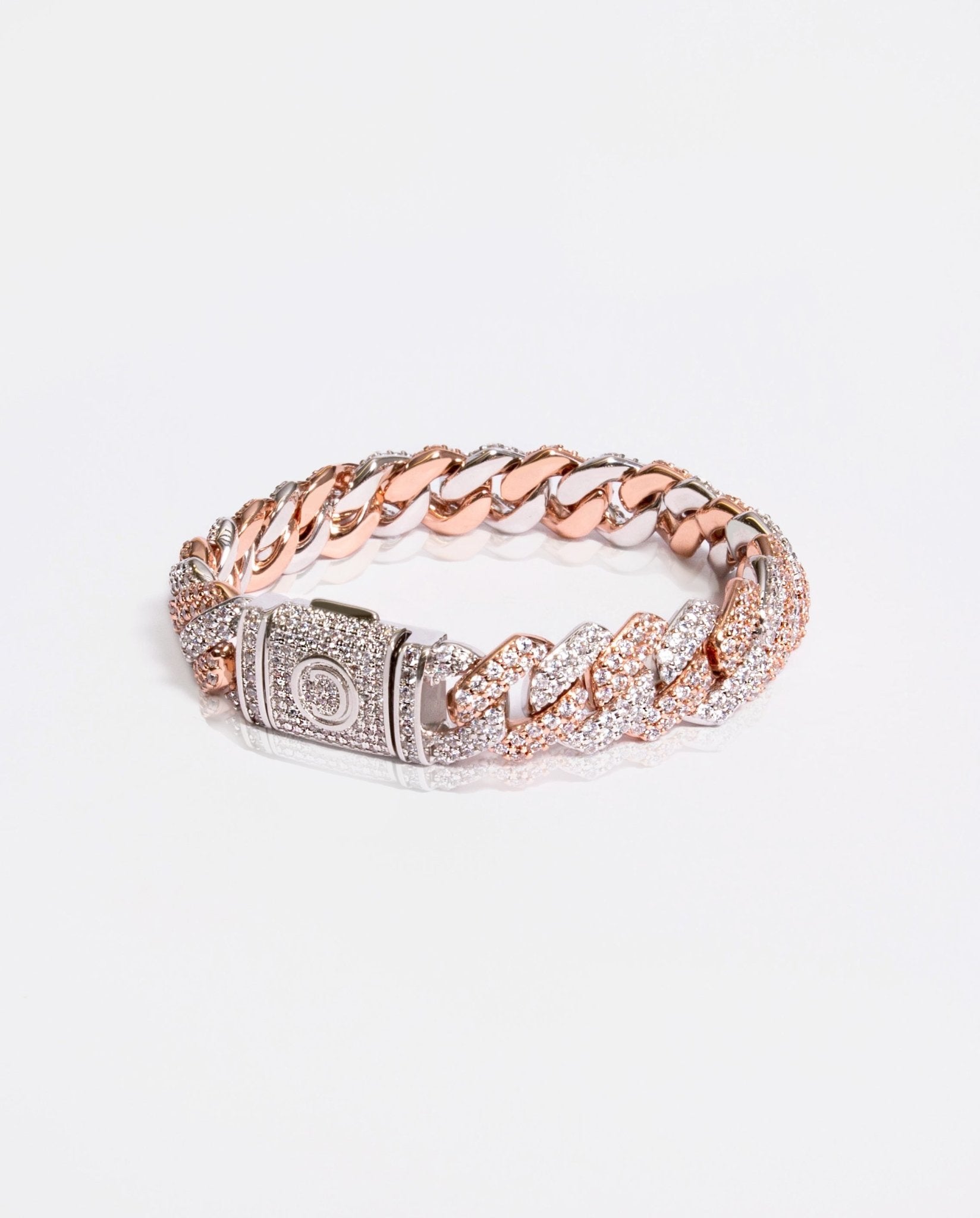 14mm Diamond Prong Link Bracelet - 2 Tone - Cernucci