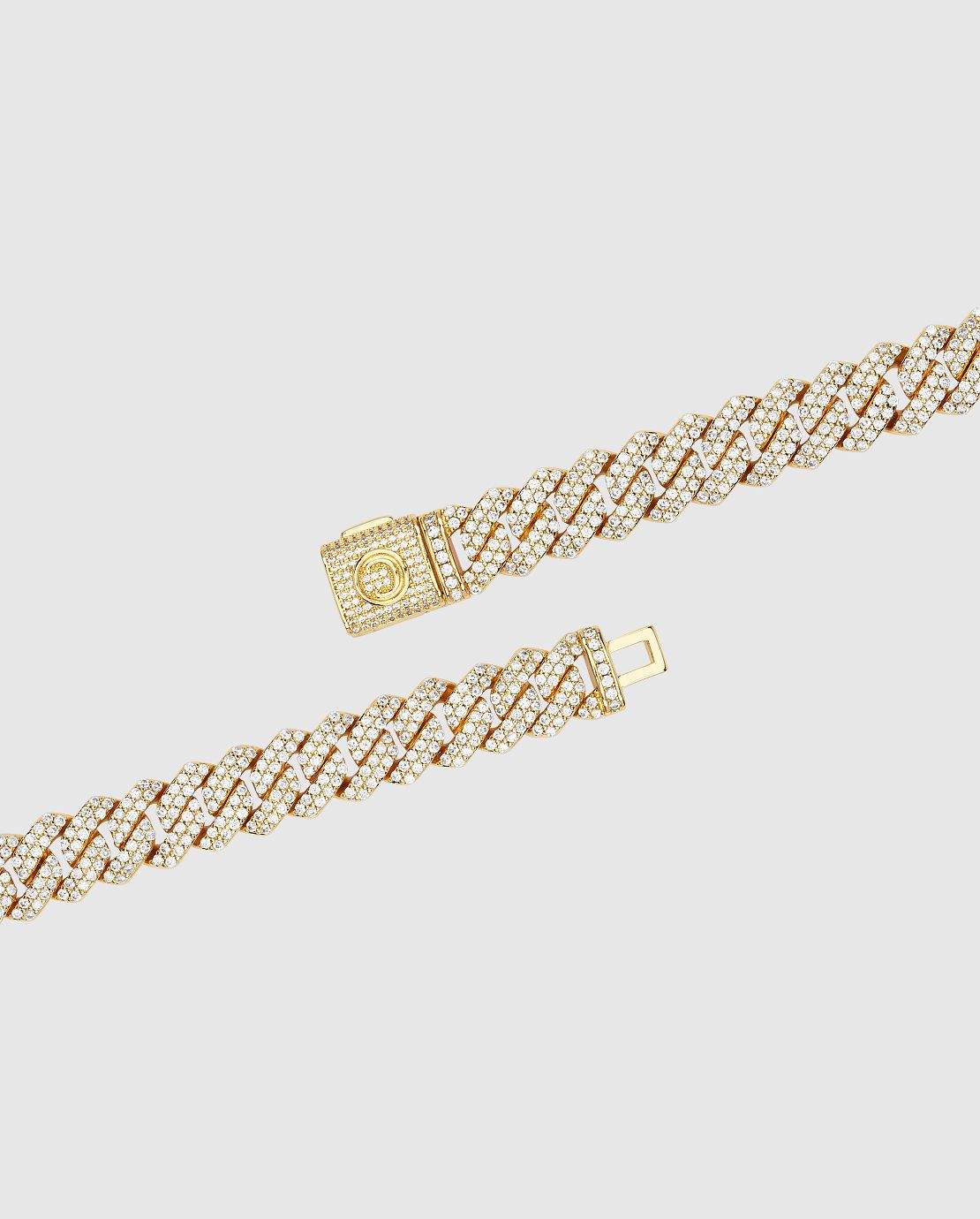 14mm Diamond Prong Link Bracelet - Gold - Cernucci