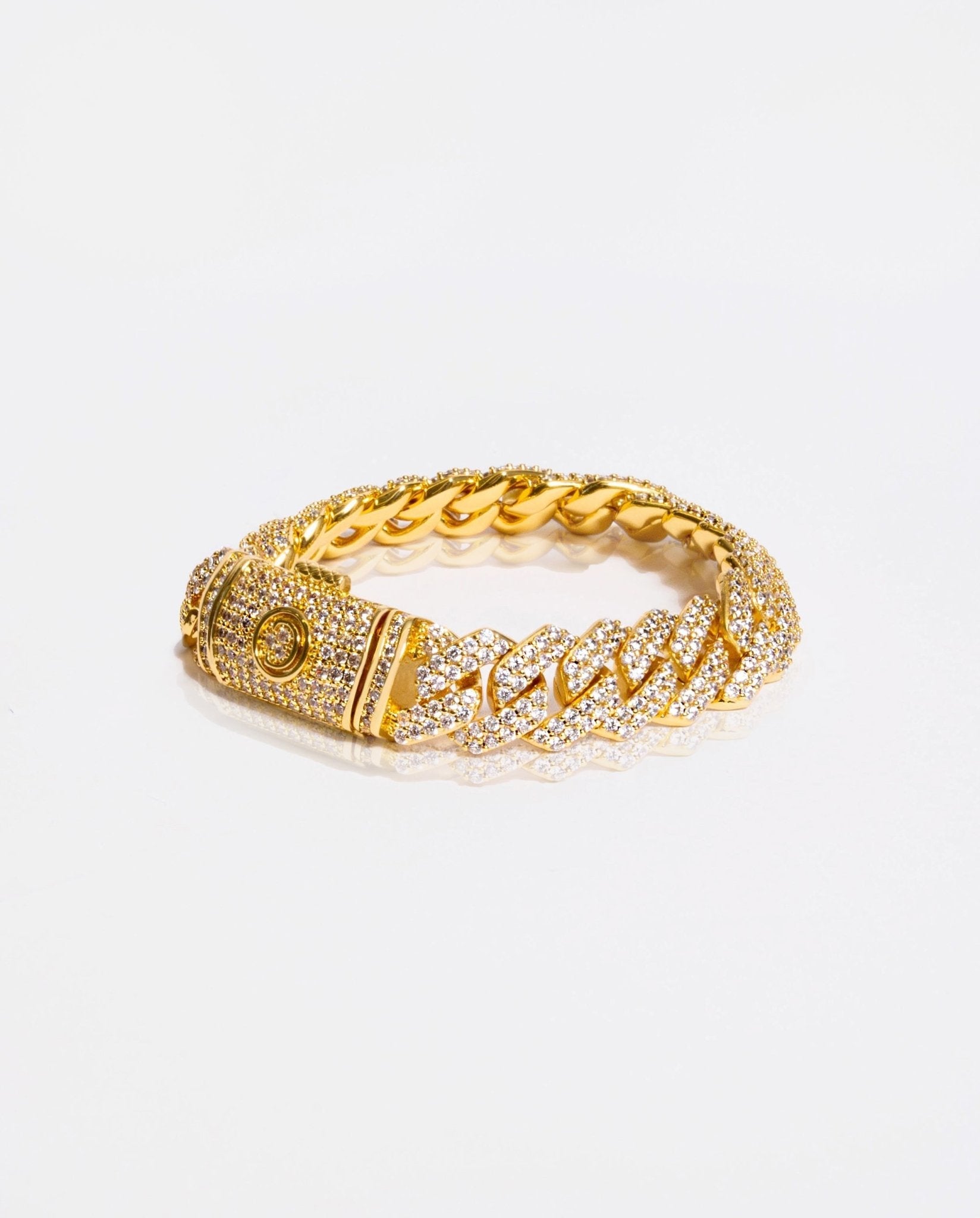 14mm Diamond Prong Link Bracelet - Gold - Cernucci