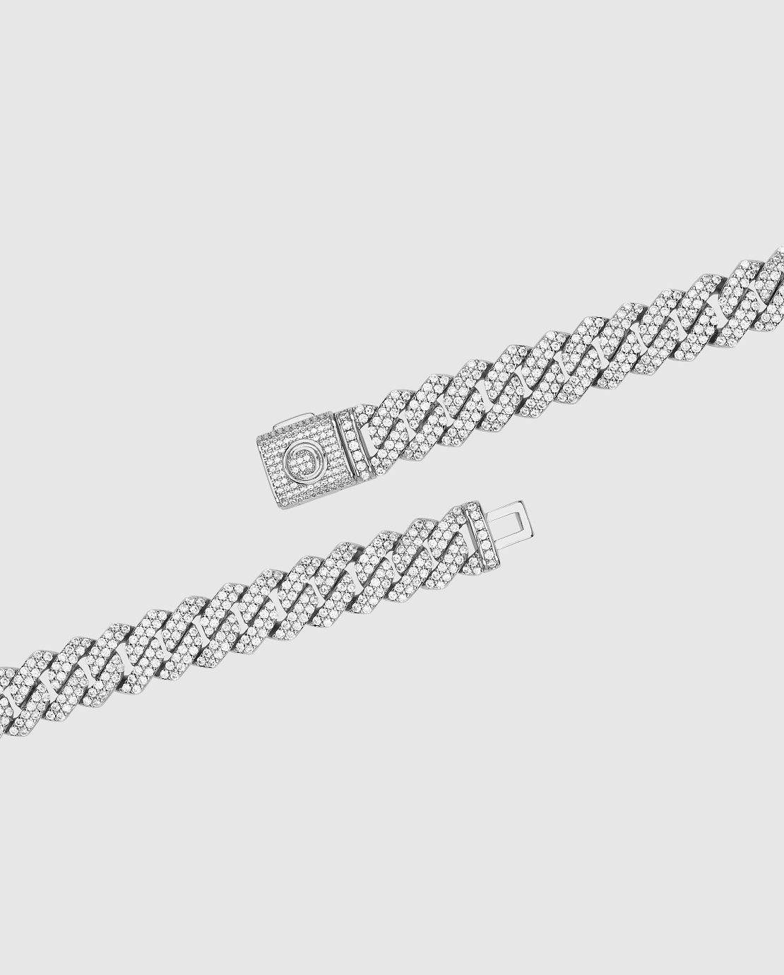 14mm Diamond Prong Link Bracelet - White Gold - Cernucci