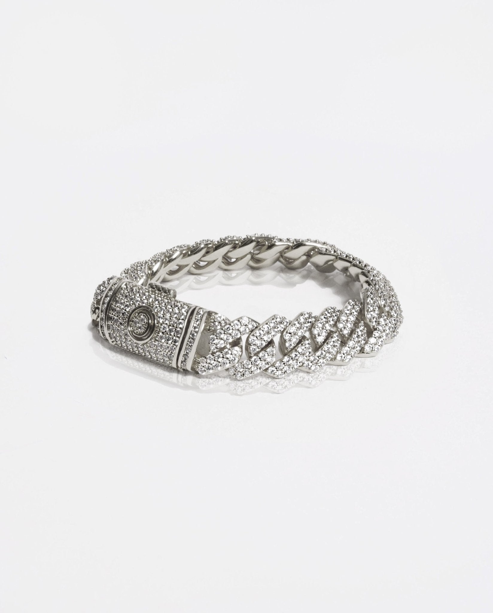 14mm Diamond Prong Link Bracelet - White Gold - Cernucci