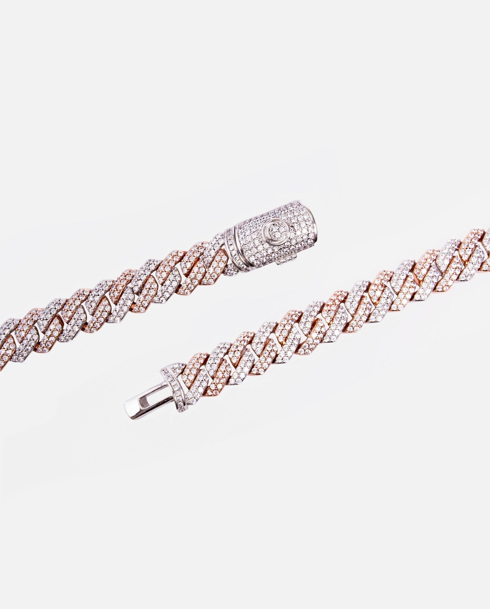 14mm Diamond Prong Link Chain - 2 Tone - Cernucci
