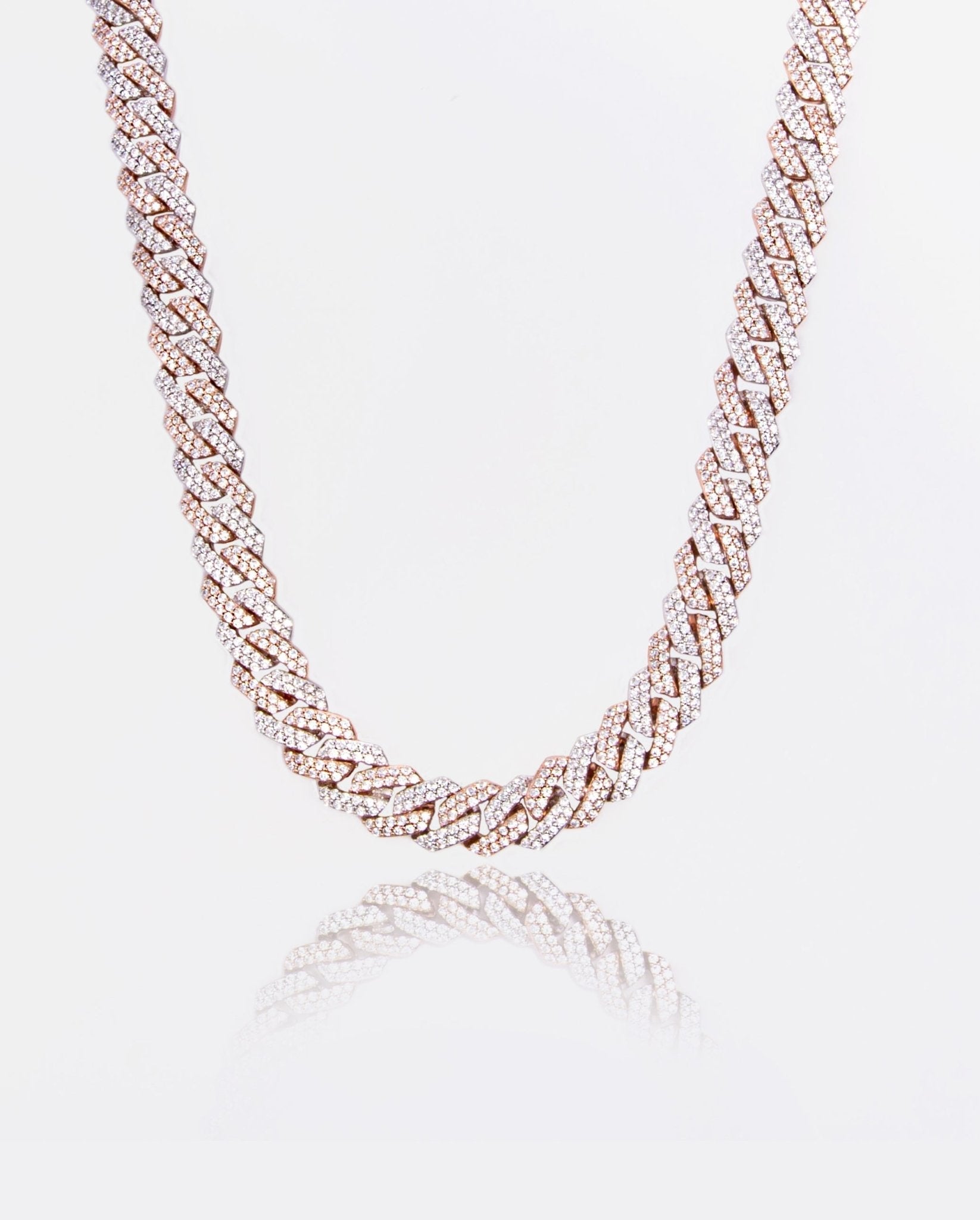 14mm Diamond Prong Link Chain - 2 Tone - Cernucci
