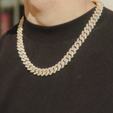 14mm Diamond Prong Link Chain - Gold - Cernucci