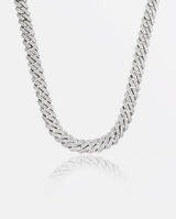 14mm Diamond Prong Link Chain - White Gold - Cernucci