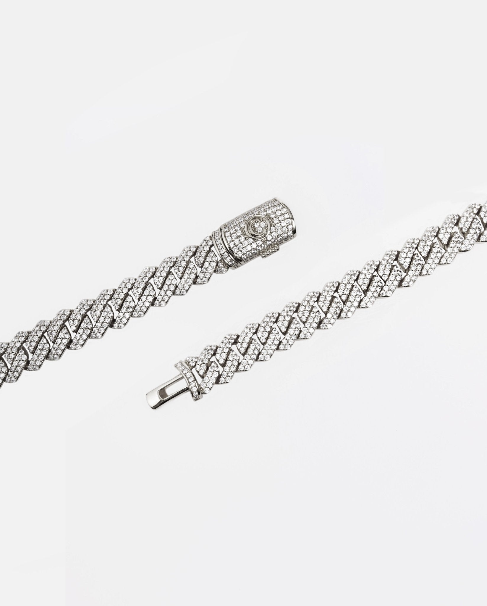 14mm Diamond Prong Link Chain - White Gold - Cernucci
