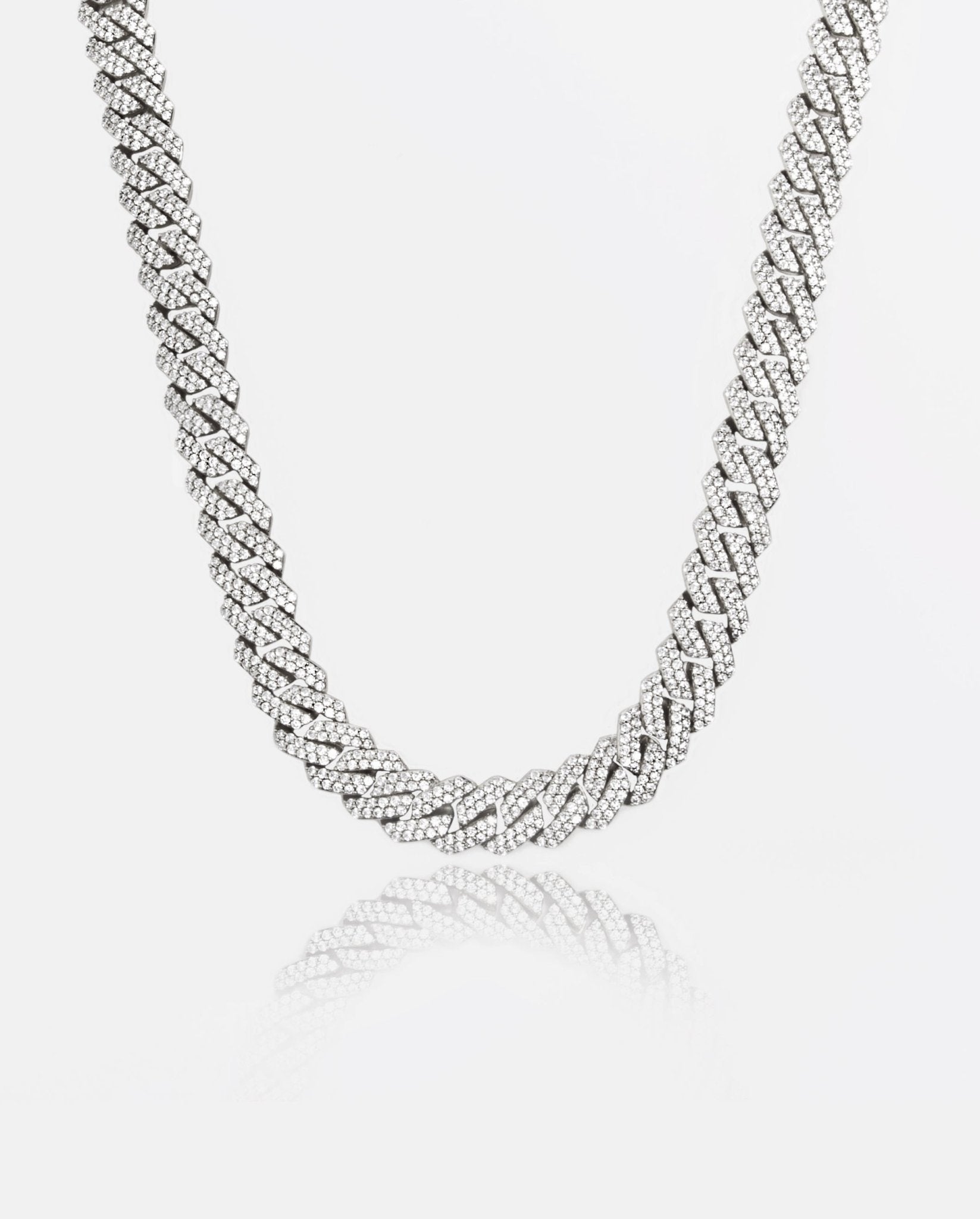 14mm Diamond Prong Link Chain - White Gold - Cernucci