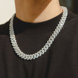 14mm Diamond Prong Link Chain - White Gold - Cernucci