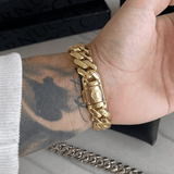 14mm Miami Prong Link Bracelet - Gold - Cernucci