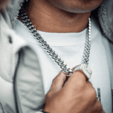 14mm Miami Prong Link Chain - White Gold - Cernucci